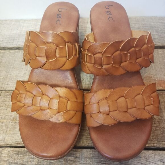 B.O.C. Braided JILLIAN Slides Sandals Block Heel 7 - Picture 4 of 7